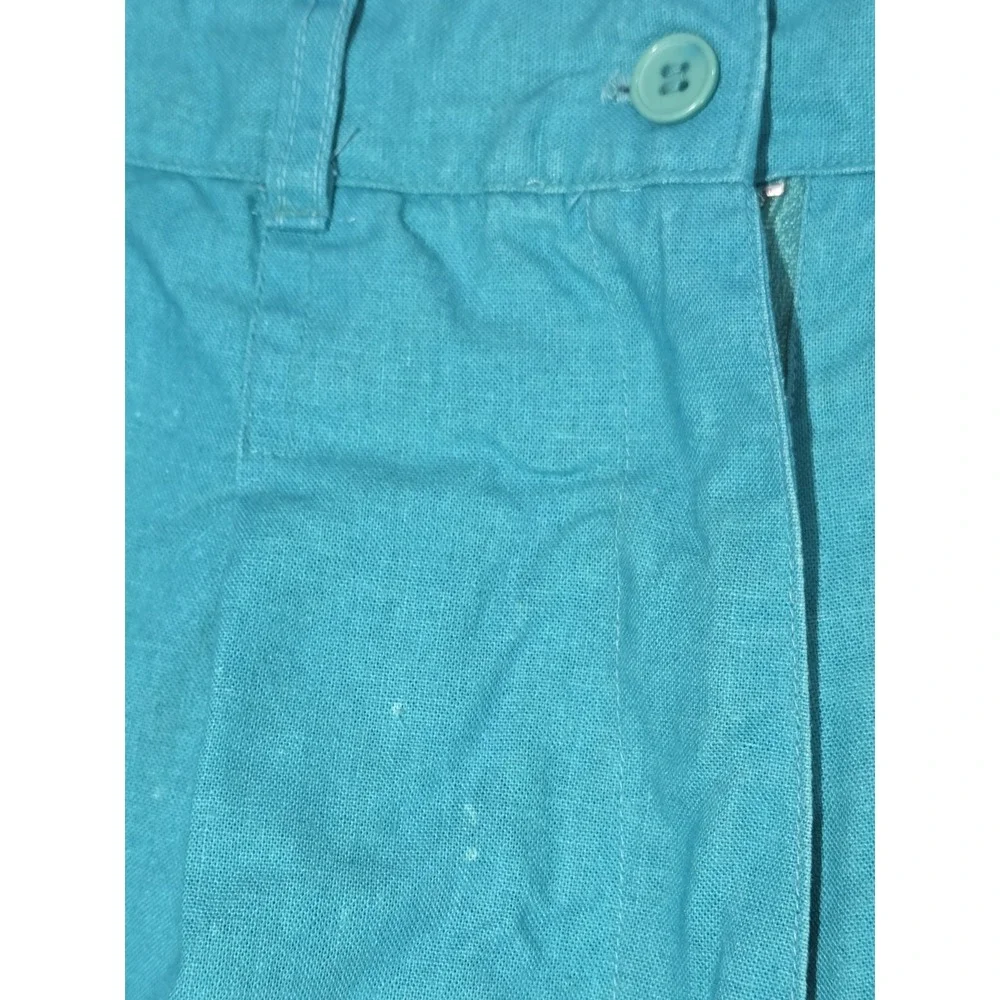90s JVC Collection Pleated Mom Shorts‎ 10 Turquoise Teal High Rise Ramie Elastic